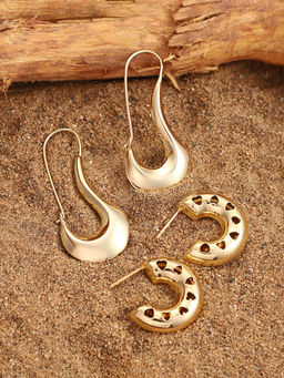 Sohi - California Gold Metallic-Hoop Earrings (Set Of 2)