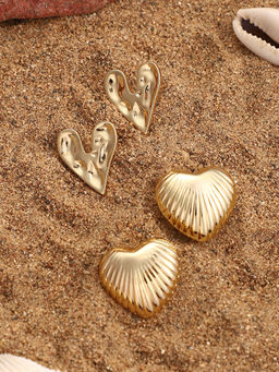 Sohi - California Gold Heart Stud Earrings (Set Of 2)