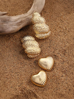 Sohi - California Gold Everyday-Dented Stud Earrings (Set Of 2)