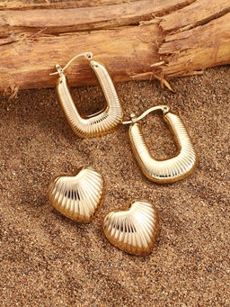 Sohi - California Gold Simplicity-Hoop Stud Earrings (Set Of 2)