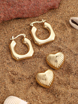 Sohi - California Gold Simplicity-Hoop Stud Earrings (Set Of 2)