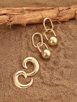 Sohi - California Gold Statement Drop Earrings (Set Of 2)