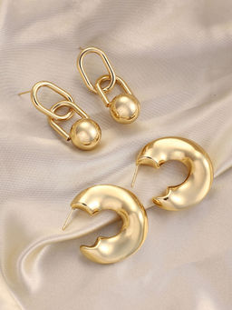 Sohi - California Gold Statement Hoop Drop Earrings (Set Of 2)