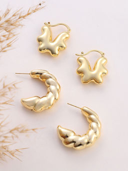 Sohi - California Gold Everyday Hoop Earrings (Set Of 2)