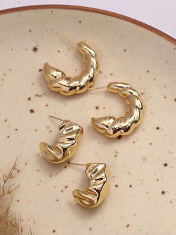 Sohi - California Gold Textured Hoop Earrings (Set Of 2)