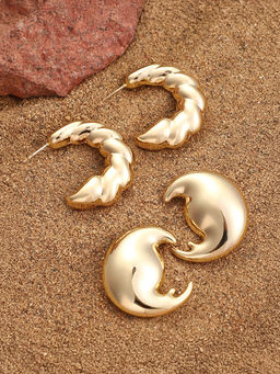 Sohi - California Gold Moonchild-Hoop Earrings (Set Of 2)