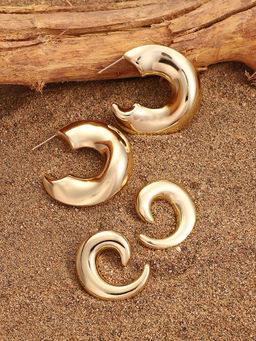 Sohi - California Gold Lume-Hoop Drop Earrings (Set Of 2)