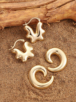 Sohi - California Gold Lume-Huggies Drop Earrings (Set Of 2)