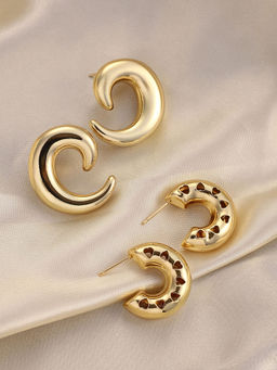 Sohi - California Gold Lume-Hoop Drop Earrings (Set Of 2)