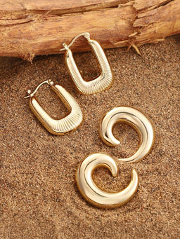 Sohi - California Gold Simplicity-Hoop Drop Earrings (Set Of 2)