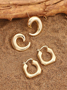 Sohi - California Gold Simplicity-Hoop Drop Earrings (Set Of 2)