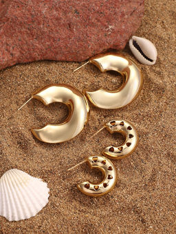 Sohi - California Gold Everyday Hoop Earrings (Set Of 2)