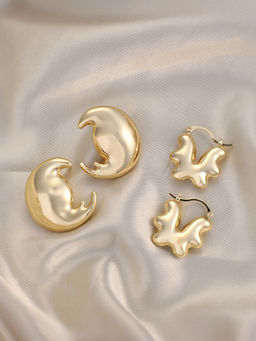 Sohi - California Gold Moonchild-Huggies Hoop Earrings (Set Of 2)