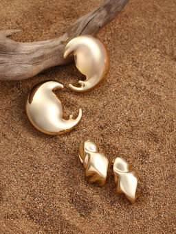 Sohi - California Gold Textured Moonchild Hoop Earrings (Set Of 2)