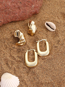 Sohi - California Gold Abstract-Quad Hoop Earrings (Set Of 2)