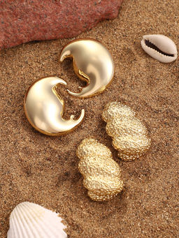 Sohi - California Gold Everyday-Dented Hoop Earrings (Set Of 2)