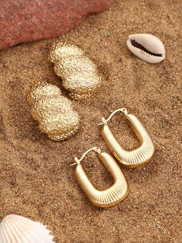 Sohi - California Gold Everyday-Dented Hoop Earrings (Set Of 2)