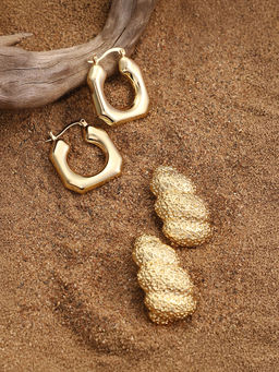 Sohi - California Gold Everyday-Dented Hoop Earrings (Set Of 2)