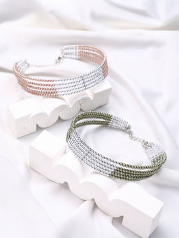 Sohi - Panel-Bead Choker Necklace (Pack Of 2)
