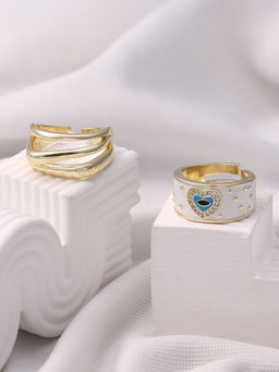 Sohi - Romantics Evil Eye Finger Ring (Set Of 2)