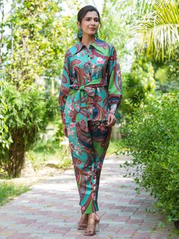 Yufta - Green Paisley Printed Co-Ord (Set of 2)
