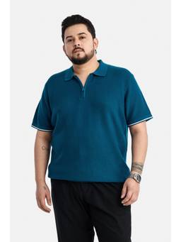 Snitch - Teal Solid Half Sleeves Regular Casual Polo T-Shirt