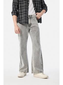 Snitch - Light Grey Washed Wide Casual Jeans