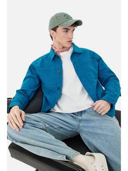 Snitch - Blue Solid Full Sleeves Regular Casual Jacket