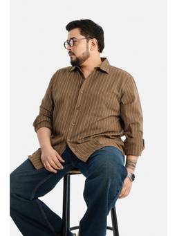Snitch - Brown Stripes Full Sleeves Regular Casual Shirt