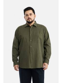 Snitch - Olive Stripes Full Sleeves Regular Casual Shirt