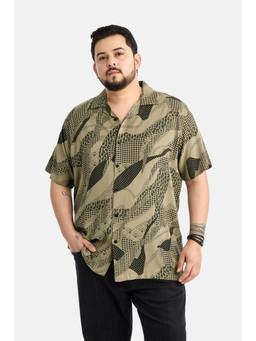 Snitch - Khaki Abstract Half Sleeves Regular Casual Shirt