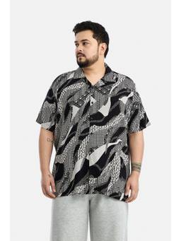 Snitch - Black Abstract Half Sleeves Regular Casual Shirt