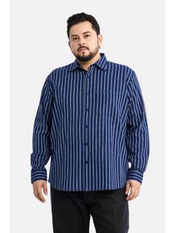 Snitch - Navy Stripes Full Sleeves Regular Casual Shirt