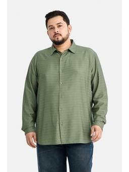 Snitch - Green Textured Full Sleeves Regular Casual Shirt
