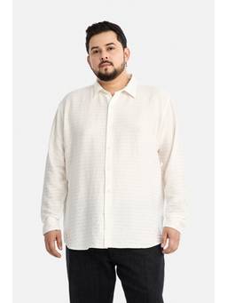 Snitch - White Textured Full Sleeves Regular Casual Shirt
