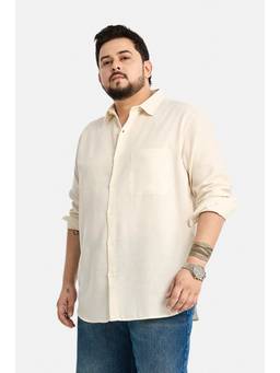 Snitch - Cream Solid Full Sleeves Regular Casual Shirt