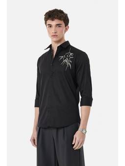 Snitch - Black Embellished Full Sleeves Slim Festive Shirt