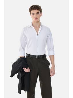 Snitch - White Solid Full Sleeves Slim Formal Shirt
