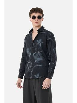 Snitch - Black Floral Full Sleeves Slim Casual Shirt