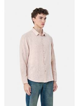 Snitch - Light Pink Textured Full Sleeves Regular Casual Shirt