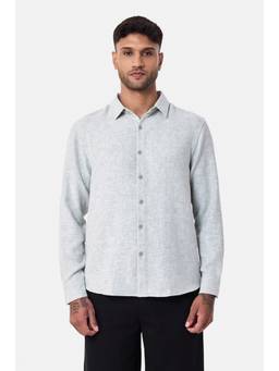 Snitch - Light Grey Textured Full Sleeves Regular Casual Shirt