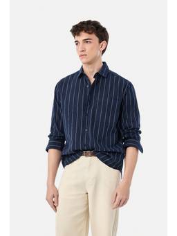 Snitch - Navy Stripes Full Sleeves Regular Casual Shirt