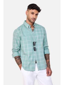 Snitch - Light Green Checks Full Sleeves Regular Casual Shirt
