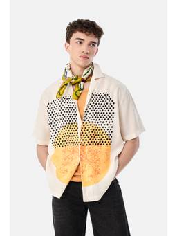 Snitch - Off White Polka-Dot Half Sleeves Boxy Shirt