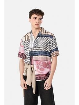 Snitch - Multi-Color Printed Half Sleeves Boxy Shirt