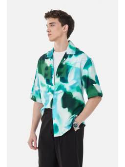 Snitch - Multi-Color Abstract Half Sleeves Oversized Shirt