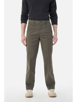 Snitch - Olive Textured Regular Casual Trouser