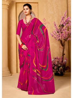 Gahan - Pink Printed Georgette Casual Saree with Unstitched Blouse
