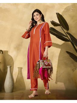 Gahan - Orange DChinon Silk Blend Solid Kurta and Pant