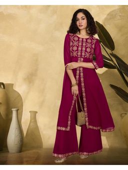 Gahan - Rani Georgette Thread Chain Embroidered Kurta and Palazzo